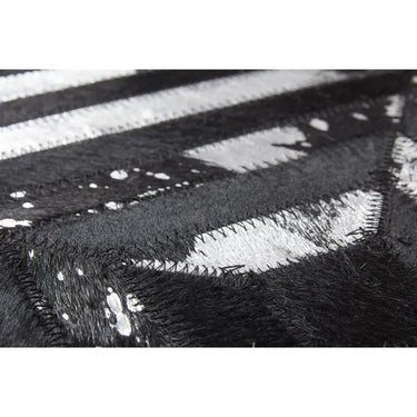 Lederteppich – Echtes Leder, Silberne Applikationen, Diamant Muster, 80 x 150 cm - Spark 410 | Kayoom