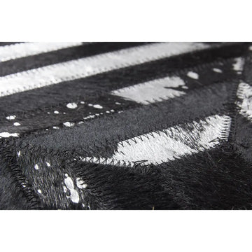 Lederteppich – Echtes Leder, Silberne Applikationen, Diamant Muster, 120 x 170 cm - Spark 410 | Kayoom