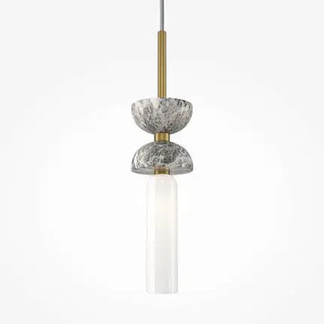 Pendant Lamp Grey Marble & Black Arm with White Glass Spheres – Kyoto MOD178PL‑01GR | Maytoni