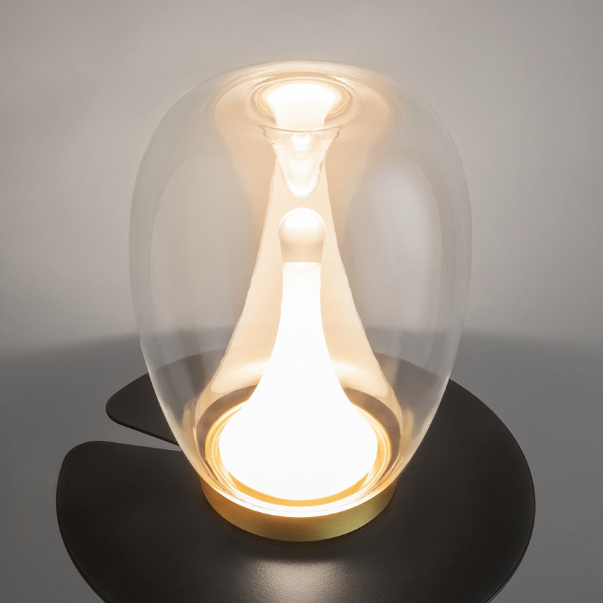 Table Lamp Double Shade Clear Glass & Frosted Gold Frame – Splash | Maytoni