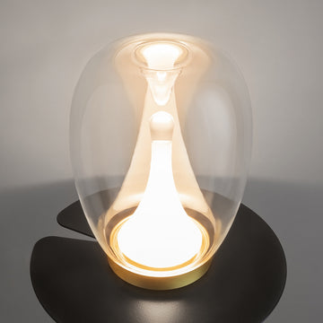 Table Lamp Double Shade Clear Glass & Frosted Gold Frame – Splash | Maytoni
