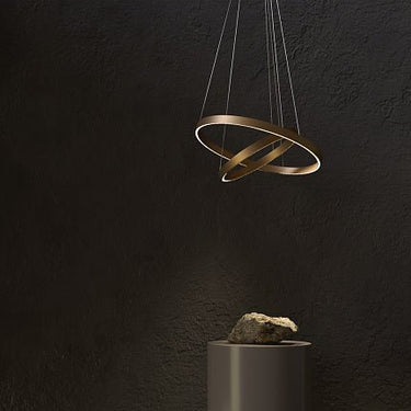 Pendelleuchte mit Messing - Finish, 800 mm Durchmesser, integrierter LED 88 W, 5200 lm, 4000 K, höhenverstellbar – Rim | Maytoni - Esszett Luxury | Stilvolles Wohnen mit Charakter