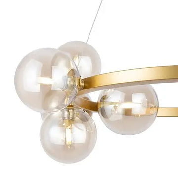 Pendant lamp with gold-colored metal frame and white glass in a modern design – Dallas | Maytoni