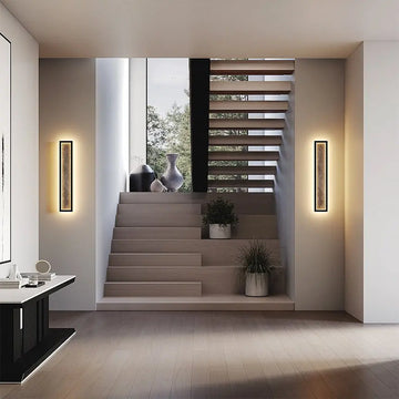 Wall light black, metal frame, natural stone accent, integrated 55W LED 3000K – Orign | Maytoni