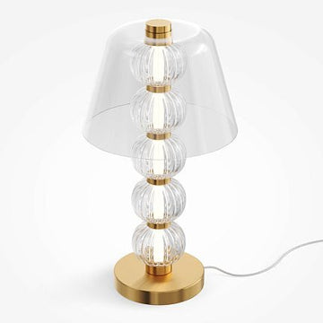 Tischleuchte Metallrahmen gold, gerillte Glaskugeln & integriertes LED – Amulet | Maytoni - Esszett Luxury | Stilvolles Wohnen mit Charakter