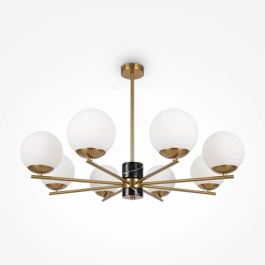 Pendant Lamp Brass & White Opal Glass 8-Lights – Marble | Maytoni