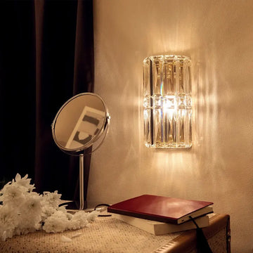 Wall lamp with crystal fluted glass and chrome finish – Facet | Maytoni