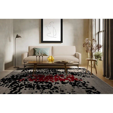 Teppich – Abstraktes Muster, Rot Akzent, Kurzflor Struktur, 80 x 150 cm - Naila 325 | Kayoom
