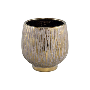 Keramiktopf - Junee Gold 14.0 x 14.0 x 14.0 cm von PTMD - Esszett Luxury | Stilvolles Wohnen mit Charakter