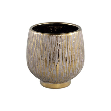 Keramiktopf - Junee Gold 14.0 x 14.0 x 14.0 cm von PTMD - Esszett Luxury | Stilvolles Wohnen mit Charakter