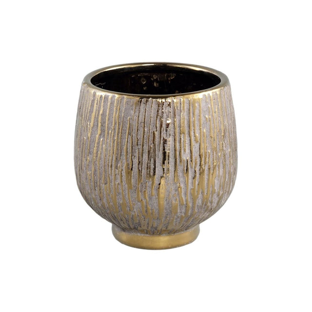 Keramiktopf - Junee Gold 14.0 x 14.0 x 14.0 cm von PTMD - Esszett Luxury | Stilvolles Wohnen mit Charakter