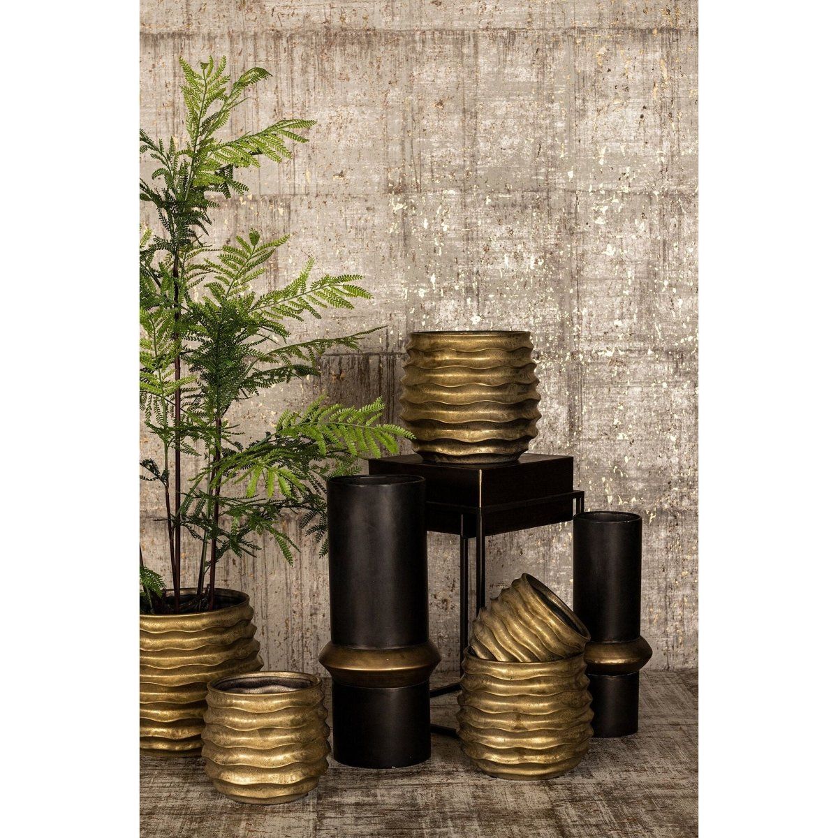 Keramiktopf - Lodas Gold 24.0 x 24.0 x 21.5 cm von PTMD - Esszett Luxury | Stilvolles Wohnen mit Charakter