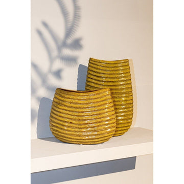 Keramiktopf - Riddy Yellow 23.5 x 11.0 x 37.0 cm von PTMD - Esszett Luxury | Stilvolles Wohnen mit Charakter