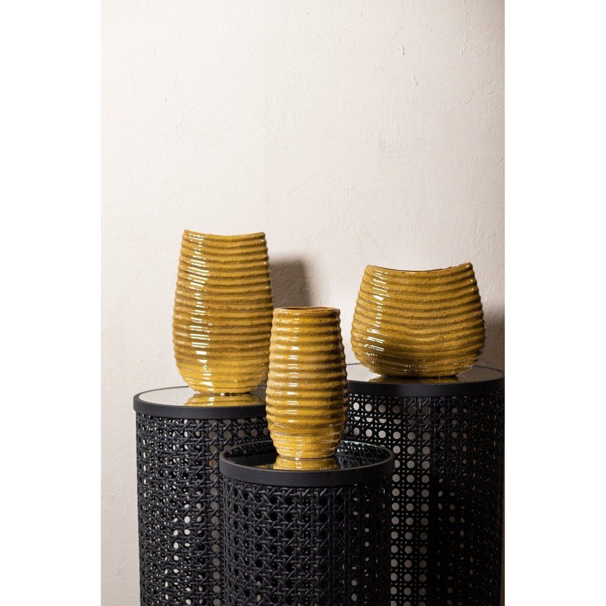 Keramiktopf - Riddy Yellow 29.0 x 12.5 x 23.5 cm von PTMD - Esszett Luxury | Stilvolles Wohnen mit Charakter