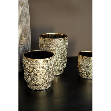 Keramiktopf - Rinah 14.0 x 14.0 x 19.0 cm Gold 1 von PTMD - Esszett Luxury | Stilvolles Wohnen mit Charakter