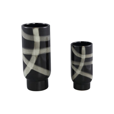 Keramikvase - Reddy Black M (Ø15 x 35 cm) von PTMD - Esszett Luxury | Stilvolles Wohnen mit Charakter