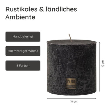 Kerze - Rustic 10x10 Bordeaux von PTMD - Esszett Luxury | Stilvolles Wohnen mit Charakter