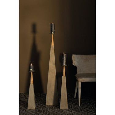 Kerzenhalter - Cinder Grey metal and wood piramid S von PTMD - Esszett Luxury | Stilvolles Wohnen mit Charakter