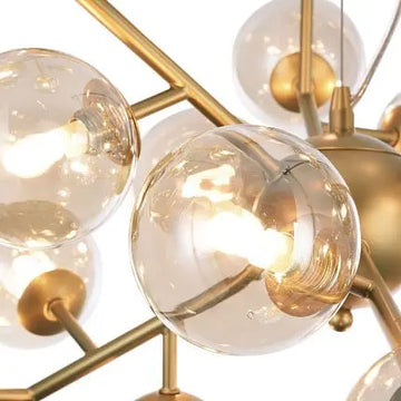 Pendant light with gold-colored metal frame and amber mirror glass shades in modern design – Dallas | Maytoni