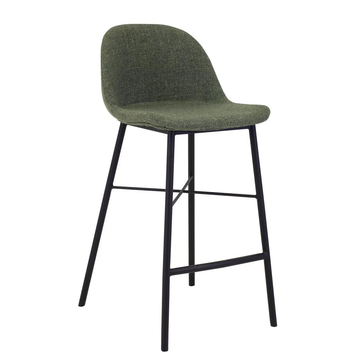 Velvet Bar Stool in Green Upholstered Seat Shell Black Metal Frame – Jade | Kick Collection