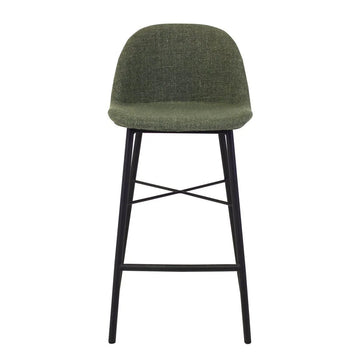 Velvet Bar Stool in Green Upholstered Seat Shell Black Metal Frame – Jade | Kick Collection