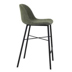 Velvet Bar Stool in Green Upholstered Seat Shell Black Metal Frame – Jade | Kick Collection