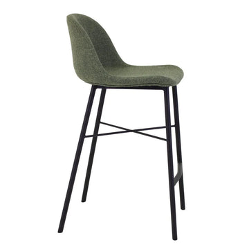 Velvet Bar Stool in Green Upholstered Seat Shell Black Metal Frame – Jade | Kick Collection