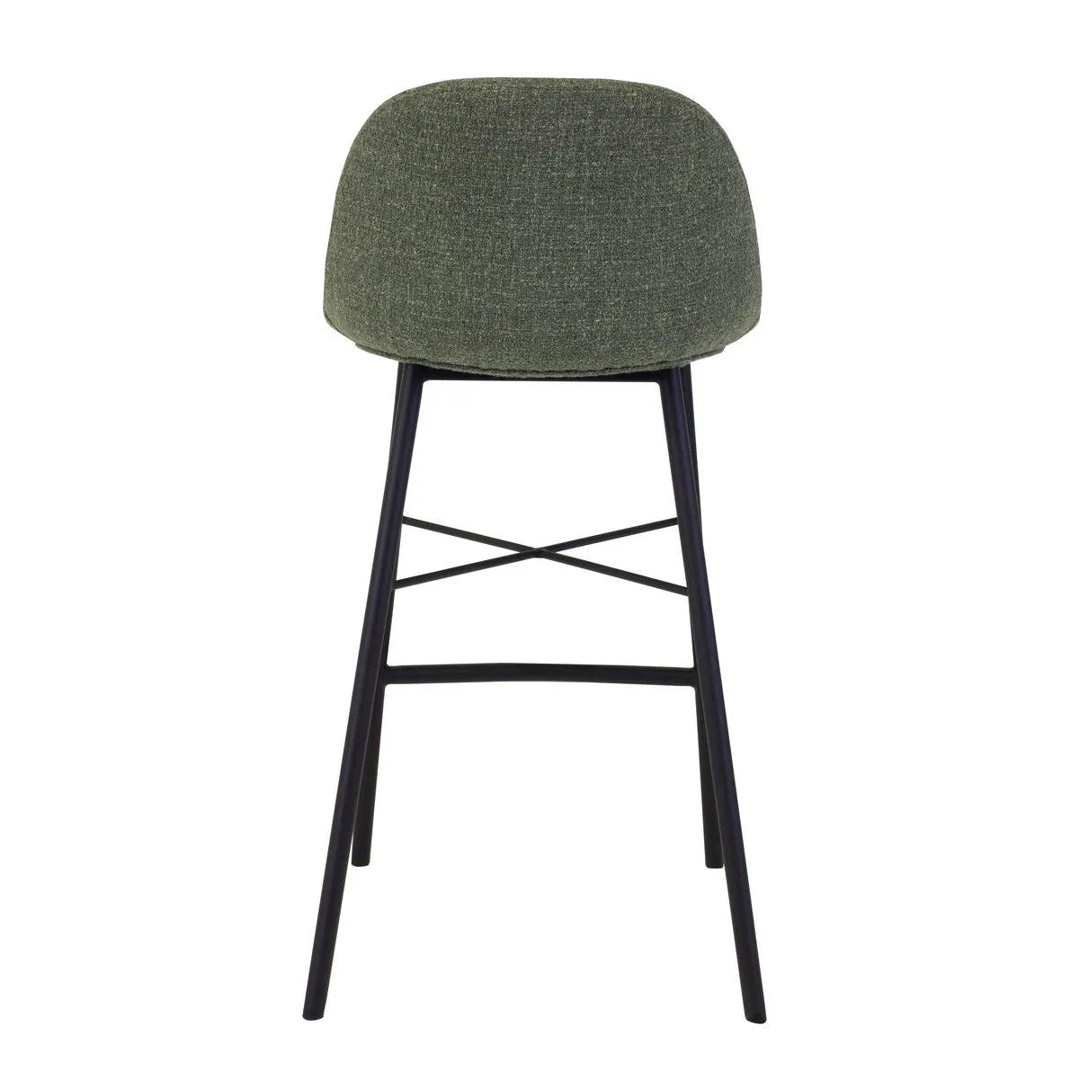 Velvet Bar Stool in Green Upholstered Seat Shell Black Metal Frame – Jade | Kick Collection
