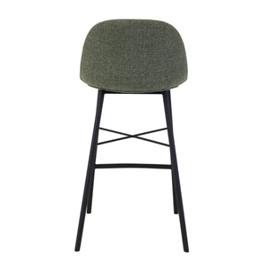 Velvet Bar Stool in Green Upholstered Seat Shell Black Metal Frame – Jade | Kick Collection