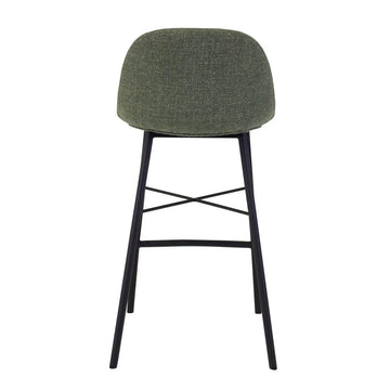Velvet Bar Stool in Green Upholstered Seat Shell Black Metal Frame – Jade | Kick Collection