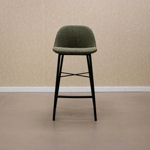 Velvet Bar Stool in Green Upholstered Seat Shell Black Metal Frame – Jade | Kick Collection