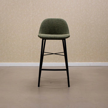 Velvet Bar Stool in Green Upholstered Seat Shell Black Metal Frame – Jade | Kick Collection