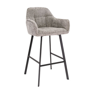 Barstuhl – Chenille Stoff, Metall Gestell, Graue Farbe - Lynn | Kick Collection