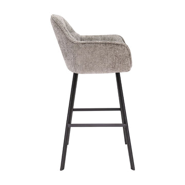 Barstuhl – Chenille Stoff, Metall Gestell, Graue Farbe - Lynn | Kick Collection