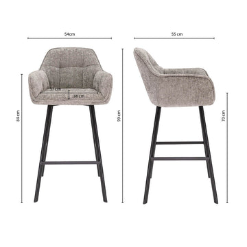 Barstuhl – Chenille Stoff, Metall Gestell, Graue Farbe - Lynn | Kick Collection