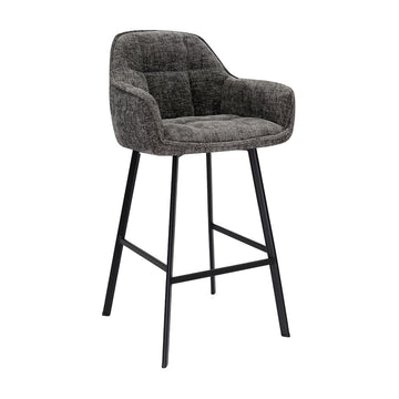 Barstuhl – Chenille Stoff, Metall Gestell, Dunkelgraue Farbe - Lynn | Kick Collection