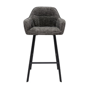Barstuhl – Chenille Stoff, Metall Gestell, Dunkelgraue Farbe - Lynn | Kick Collection