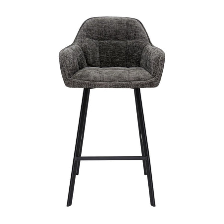 Barstuhl – Chenille Stoff, Metall Gestell, Dunkelgraue Farbe - Lynn | Kick Collection image