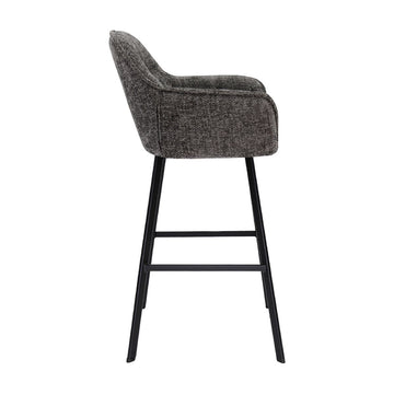 Barstuhl – Chenille Stoff, Metall Gestell, Dunkelgraue Farbe - Lynn | Kick Collection