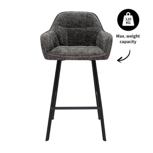 Barstuhl – Chenille Stoff, Metall Gestell, Dunkelgraue Farbe - Lynn | Kick Collection