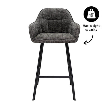 Barstuhl – Chenille Stoff, Metall Gestell, Dunkelgraue Farbe - Lynn | Kick Collection