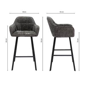 Barstuhl – Chenille Stoff, Metall Gestell, Dunkelgraue Farbe - Lynn | Kick Collection