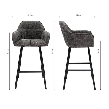 Barstuhl – Chenille Stoff, Metall Gestell, Dunkelgraue Farbe - Lynn | Kick Collection