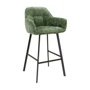 Barstuhl – Chenille Stoff, Metall Gestell, Grüne Farbe - Lynn | Kick Collection
