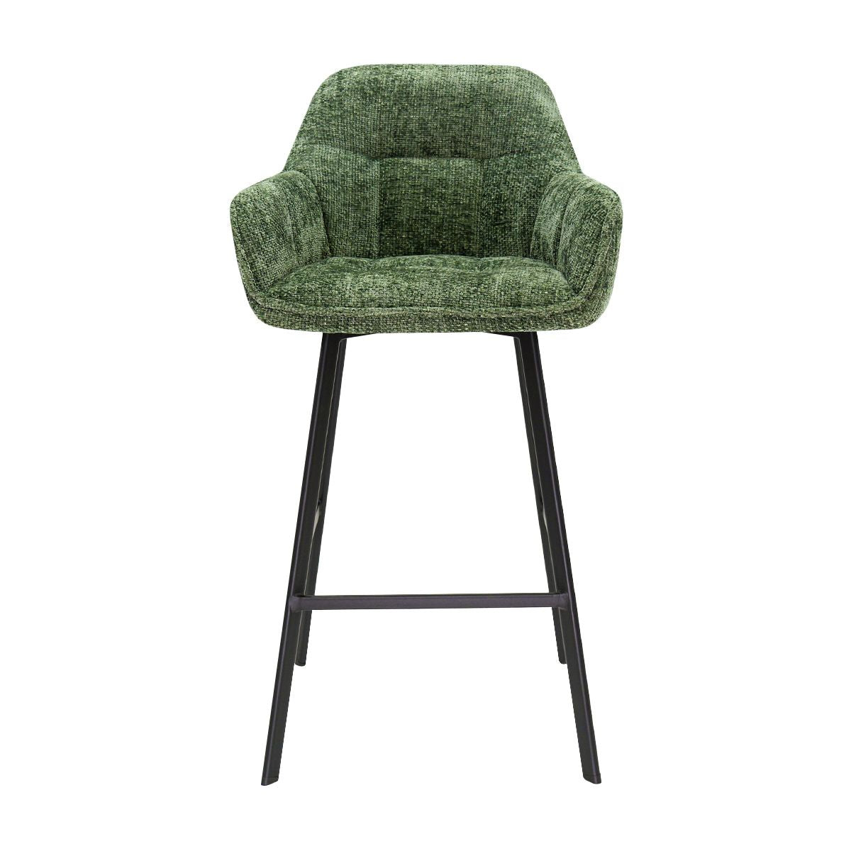 Barstuhl – Chenille Stoff, Metall Gestell, Grüne Farbe - Lynn | Kick Collection