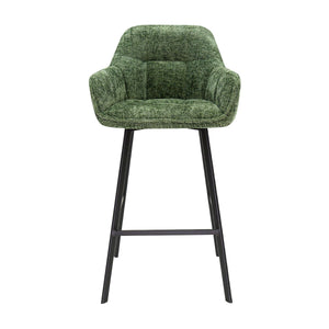 Barstuhl – Chenille Stoff, Metall Gestell, Grüne Farbe - Lynn | Kick Collection
