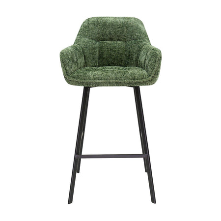 Barstuhl – Chenille Stoff, Metall Gestell, Grüne Farbe - Lynn | Kick Collection image