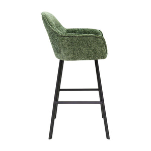 Barstuhl – Chenille Stoff, Metall Gestell, Grüne Farbe - Lynn | Kick Collection