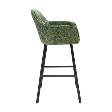 Barstuhl – Chenille Stoff, Metall Gestell, Grüne Farbe - Lynn | Kick Collection
