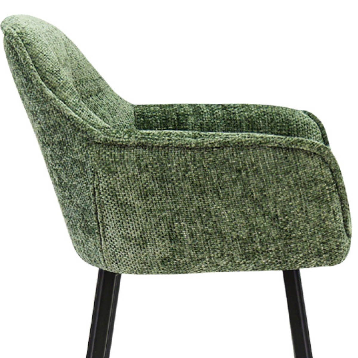 Barstuhl – Chenille Stoff, Metall Gestell, Grüne Farbe - Lynn | Kick Collection
